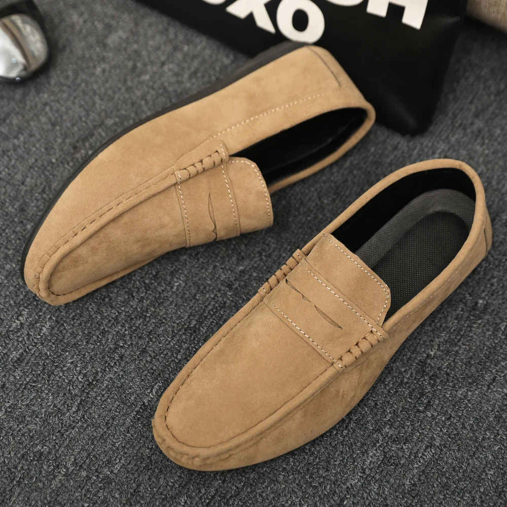 2026 Casual Men's Shoes Versatile Comfortable Work Shoes Driving Loafers Black, Grey, Khaki Three-Colour