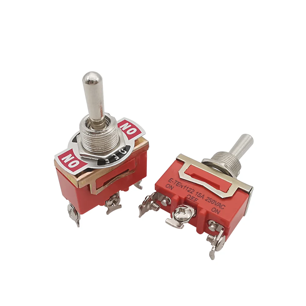 1/2/5Pcs E-TEN1122 Terminal Toggle Rocker Switch ON-OFF-ON 3 Pin 250V 15A AC Swithes Orange Black