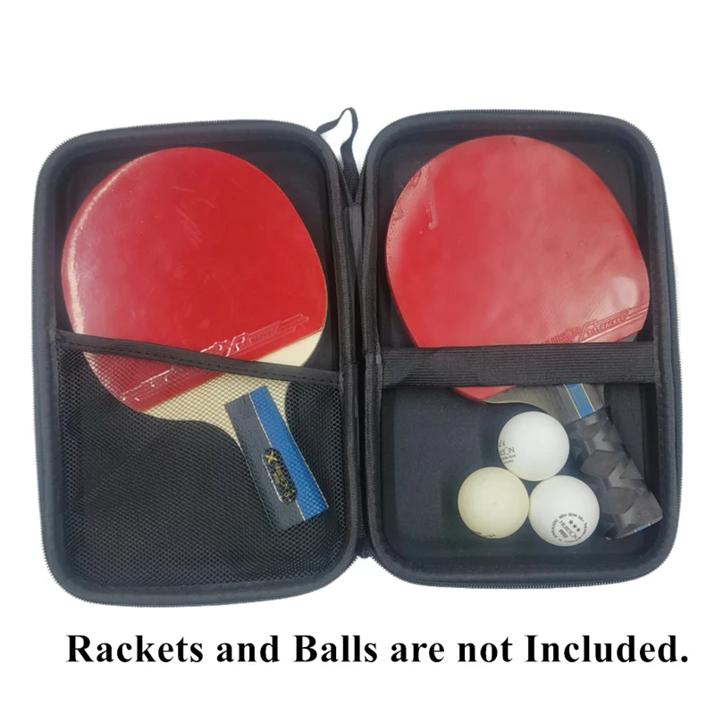 HUIESON Hard Shell Table Tennis Racket Case Waterproof EVA Carbon Fiber Texture Ping Pong Paddle Bag for 2 Rackets view 6