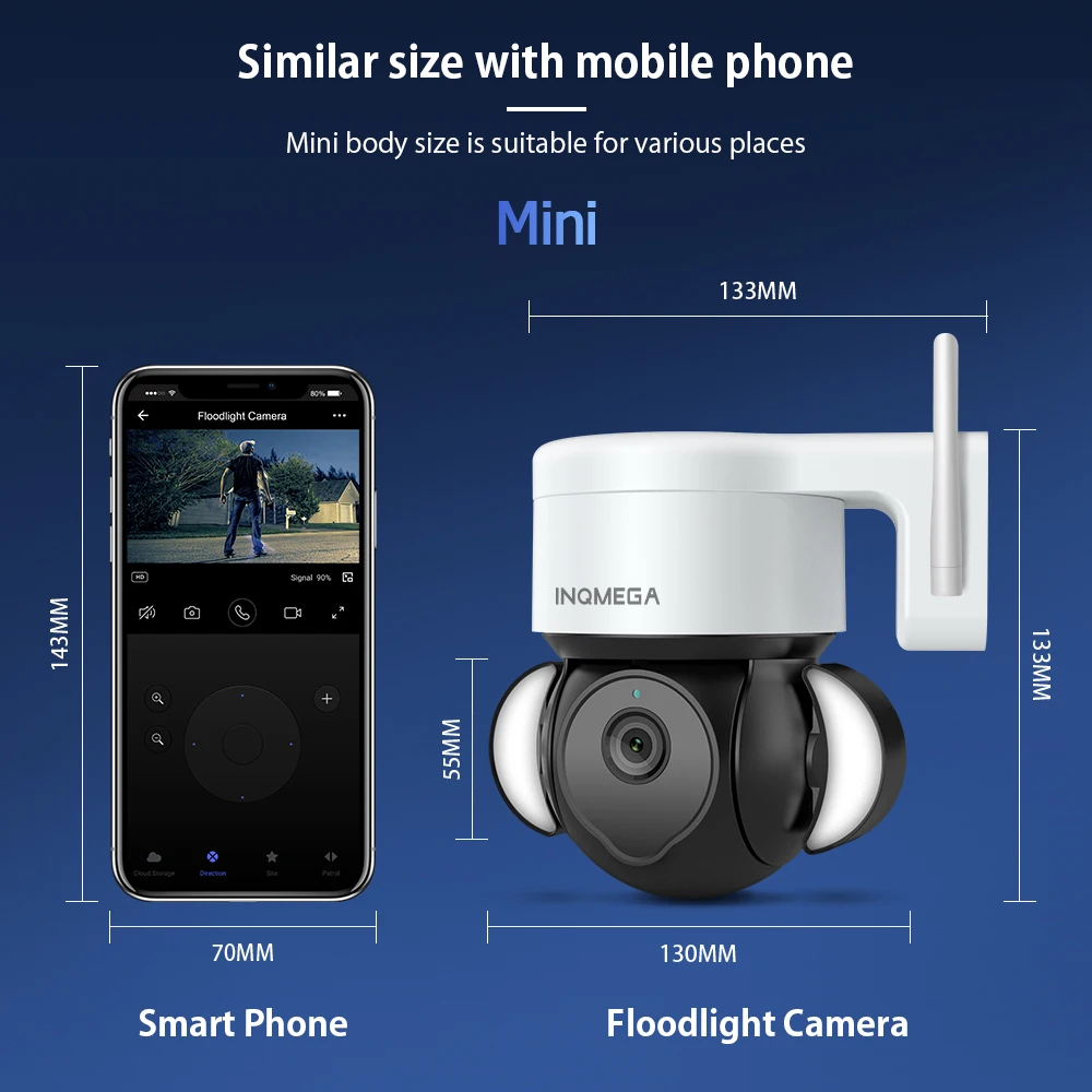 INQMEGA-Caméra de surveillance intérieure PTZ IP WiFi HD 5MP (Tuya), dispositif de sécurité sans fil, avec suivi des mouvements intelligents et