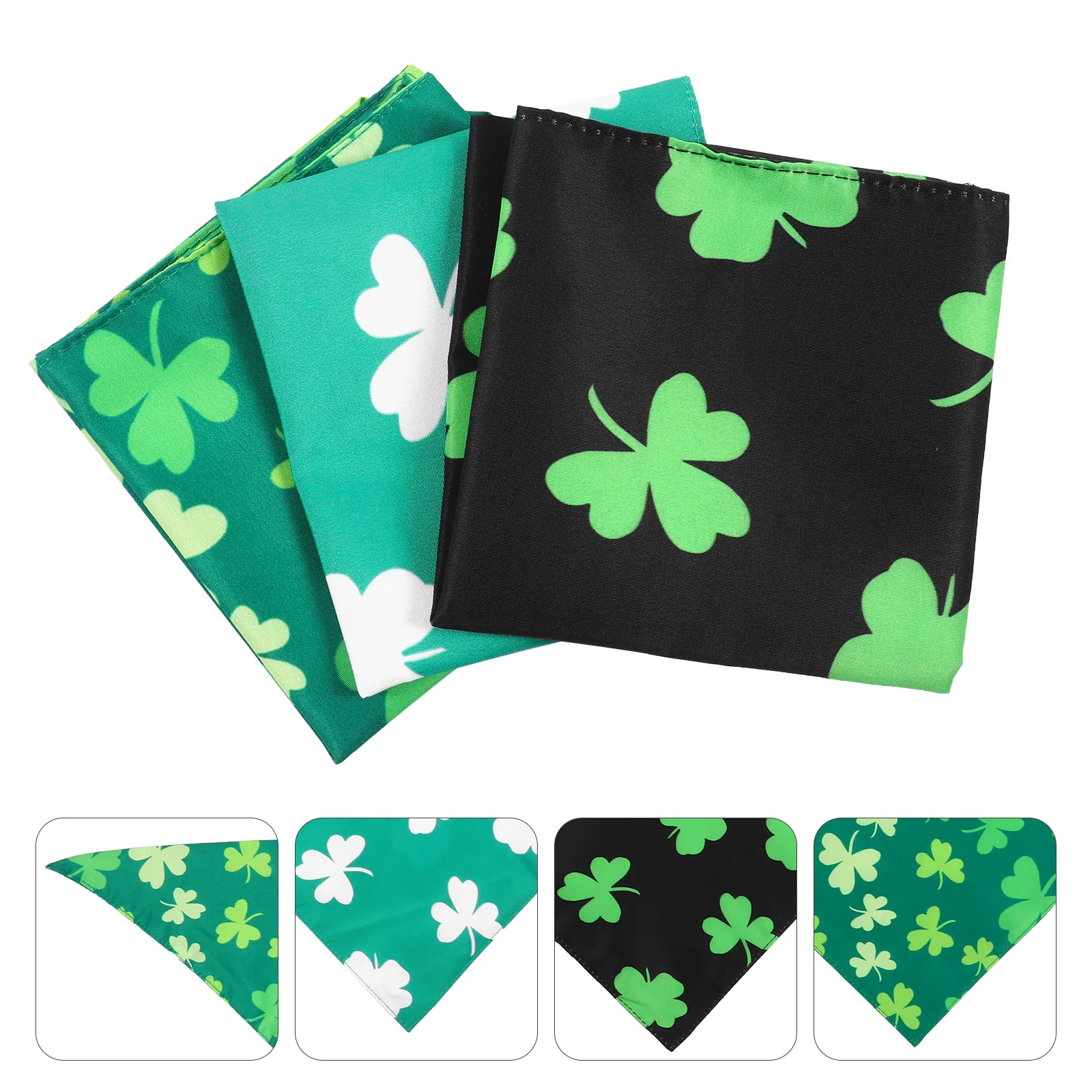 

3 Pcs Dog Scarf Pet Collar Decor Double Layer Bib Bandanas Festive Green Triangular Neck Towel