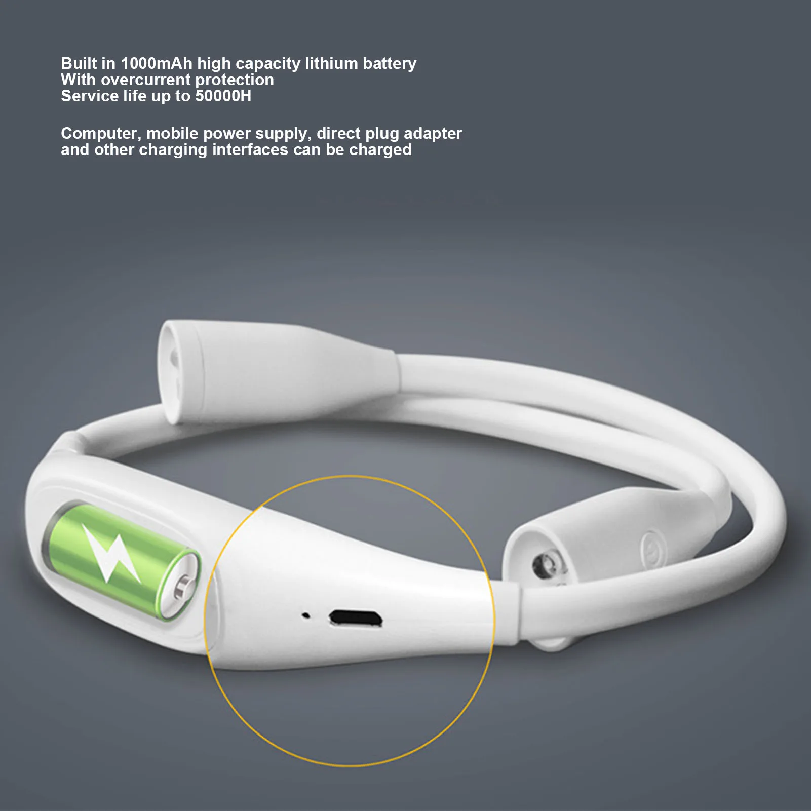 Outdoor Neck Light, Neck Light USB Rechargeable 3 Brightness Levels 360° Flexible LED Neck Reading Lamp for Running Repairing