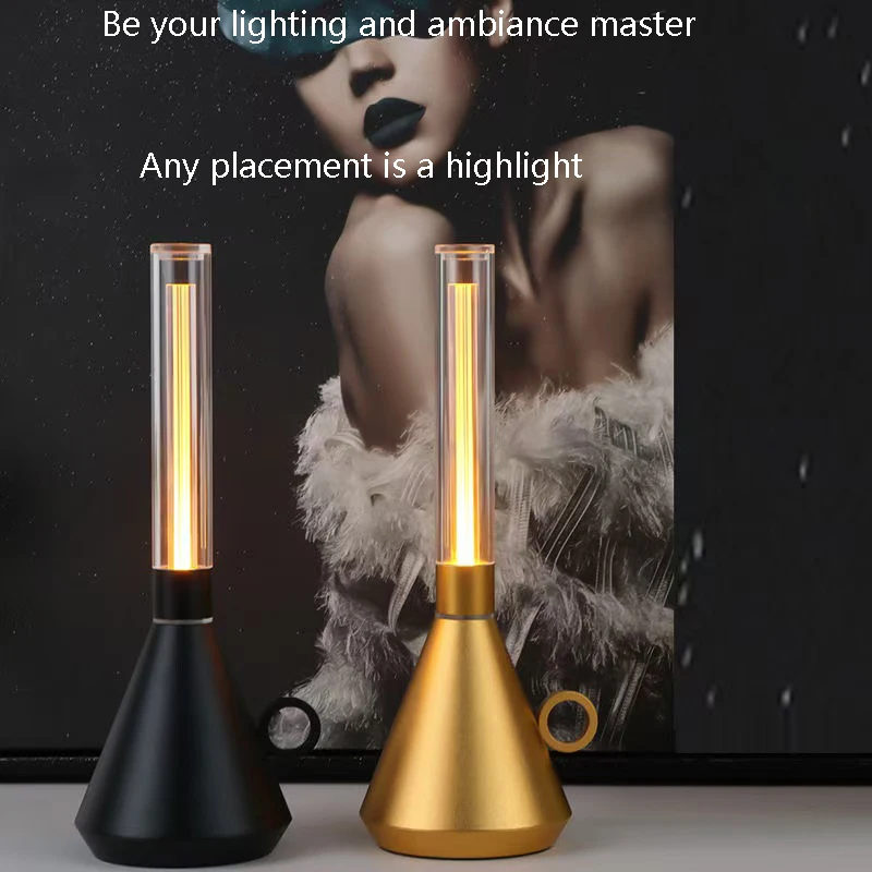 Retro Minimalist Rechargeable Touch Handle Light, Outdoor Camping Bar, Indoor Dining Table Decoration Atmosphere, Night Light