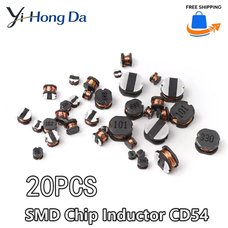 20PCS CD54 Power Inductor 2.2/3.3/4.7/6.8/10/15/22/47/100/150/220/330/470UH SMD Inductance Copper Core