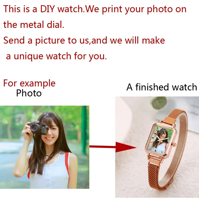 Reloj creativo para mujer, relojes con fotos personalizados, reloj de pulsera con logotipo personalizado, impresión de imágenes, personalidad, reloj DIY, regalo para amantes