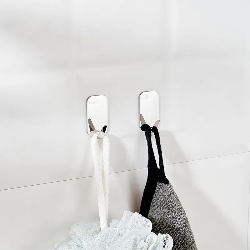 Stainless Steel Adhesive Hook for Kitchen And Bathroom Wall Mounted Heavy Duty Clothes Hook No Drilling Required