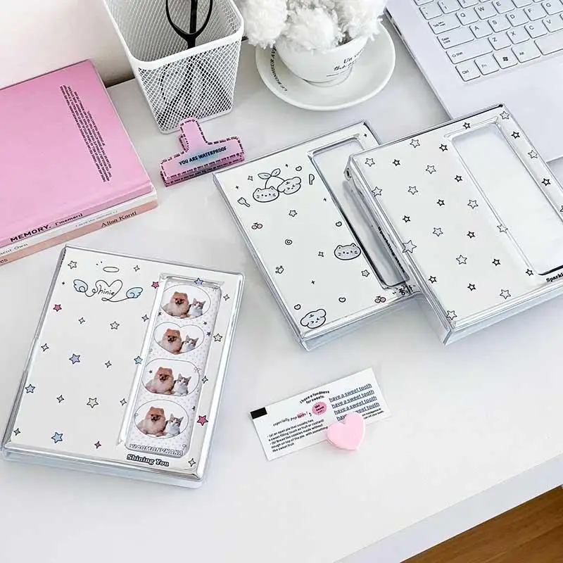 Photo Booth Frames Cartoon Photo Booth Album For 40 Pcs 2x6 Inch Photo Strips Bookmark 20 Pcs 4x6 4R Photo Holder 40 Pages
