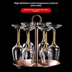 50ml Crystal glass tall gold foil Baijiu cup one cup one or two cups goblet cup holder set