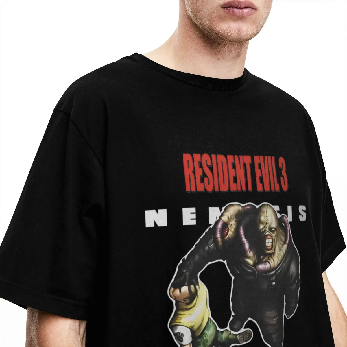 Casual RESIDENT EVILS 3 NEMESIS Leon Kennedy T-Shirts for Men Round Collar Cotton T Shirts Short Sleeve Tees Summer Clothing