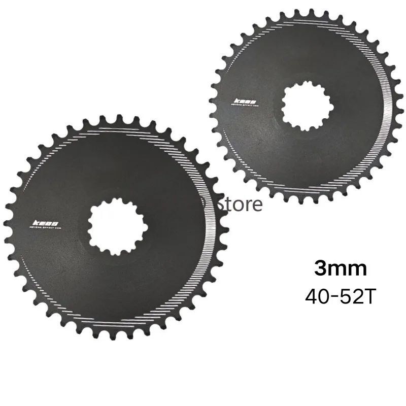 KEOS Road Bike 3-Bolt Direct Mount Closed Guard Chainring GXP Positive and Negative Tooth Single Disc 3mm Offset 40-52