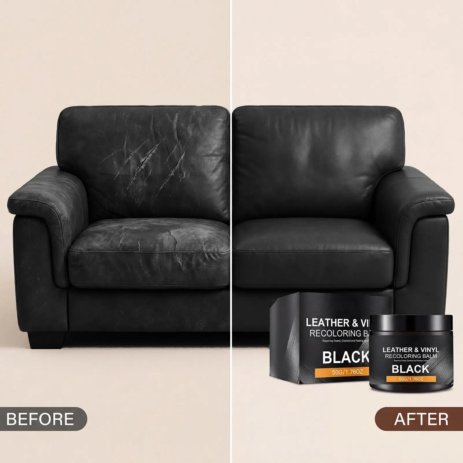 Leather Recoloring Balm 50g Long Lasting Coating Color Restorer & Conditioner for Car Interior Shoes Boots Purses Jackets Saddle view 4