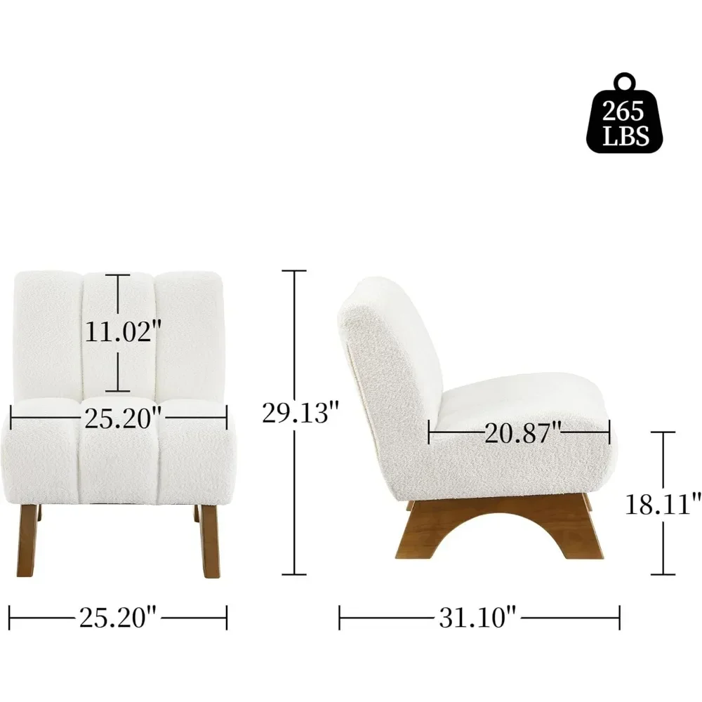 Living Room Chair, Sherpa Fabric Modular Single Sofa Chairs, Upholstered Side Chair with Wood Legs, Accent Chair