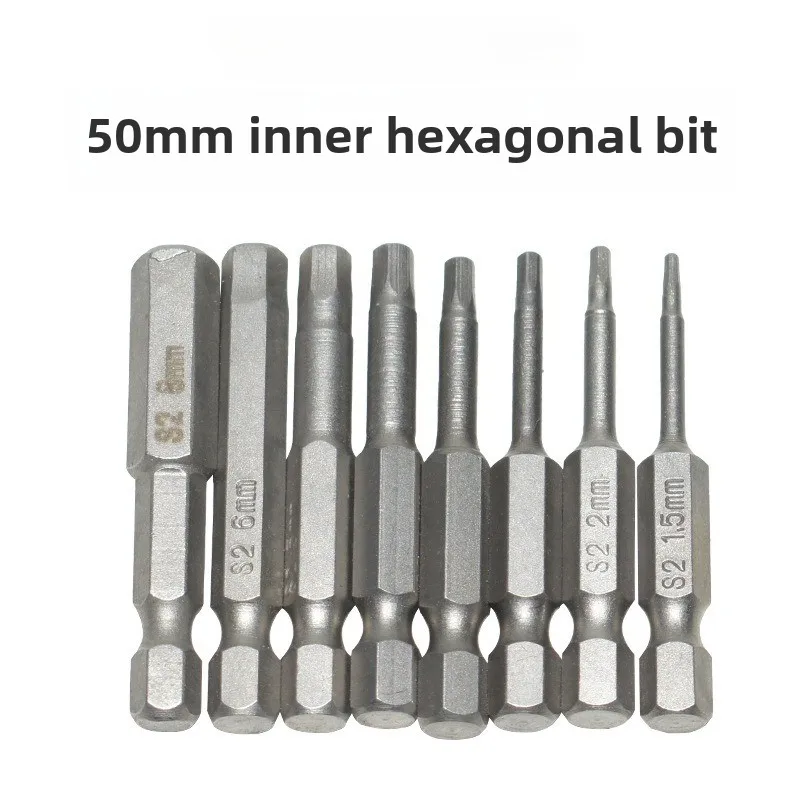 8/10pcs Set 1/4Inch Hex Shank(1.5-12)X50mm Steel Inner Hexagon Head Drill Screwdriver Set with Magnetic Bits Hex Head Allen Bits