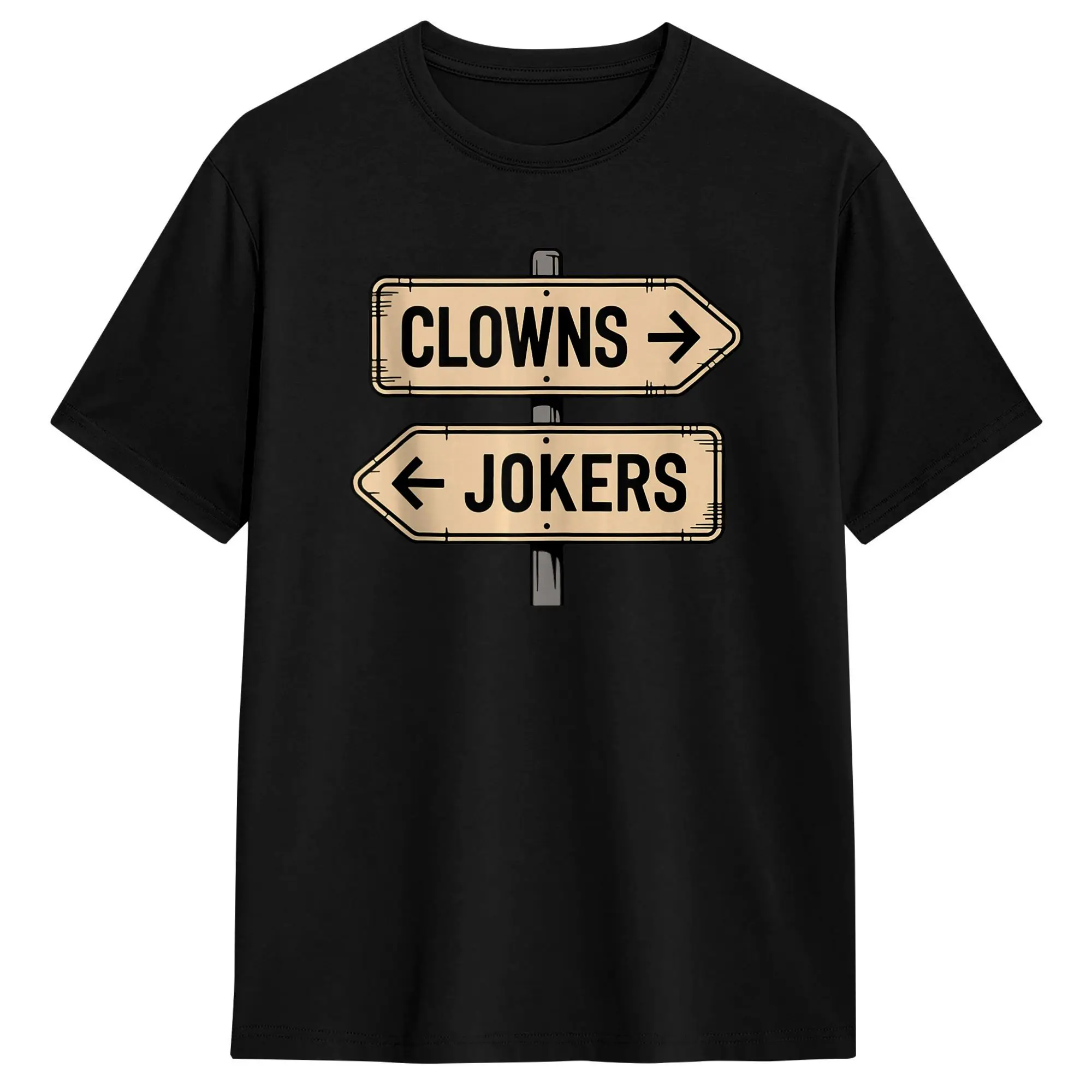 Vintage Direction Clowns To The Left Jokers To The Right Cotton T Shirt for Men's Clothing Summer 2026 T-Shirt Novelty Tees