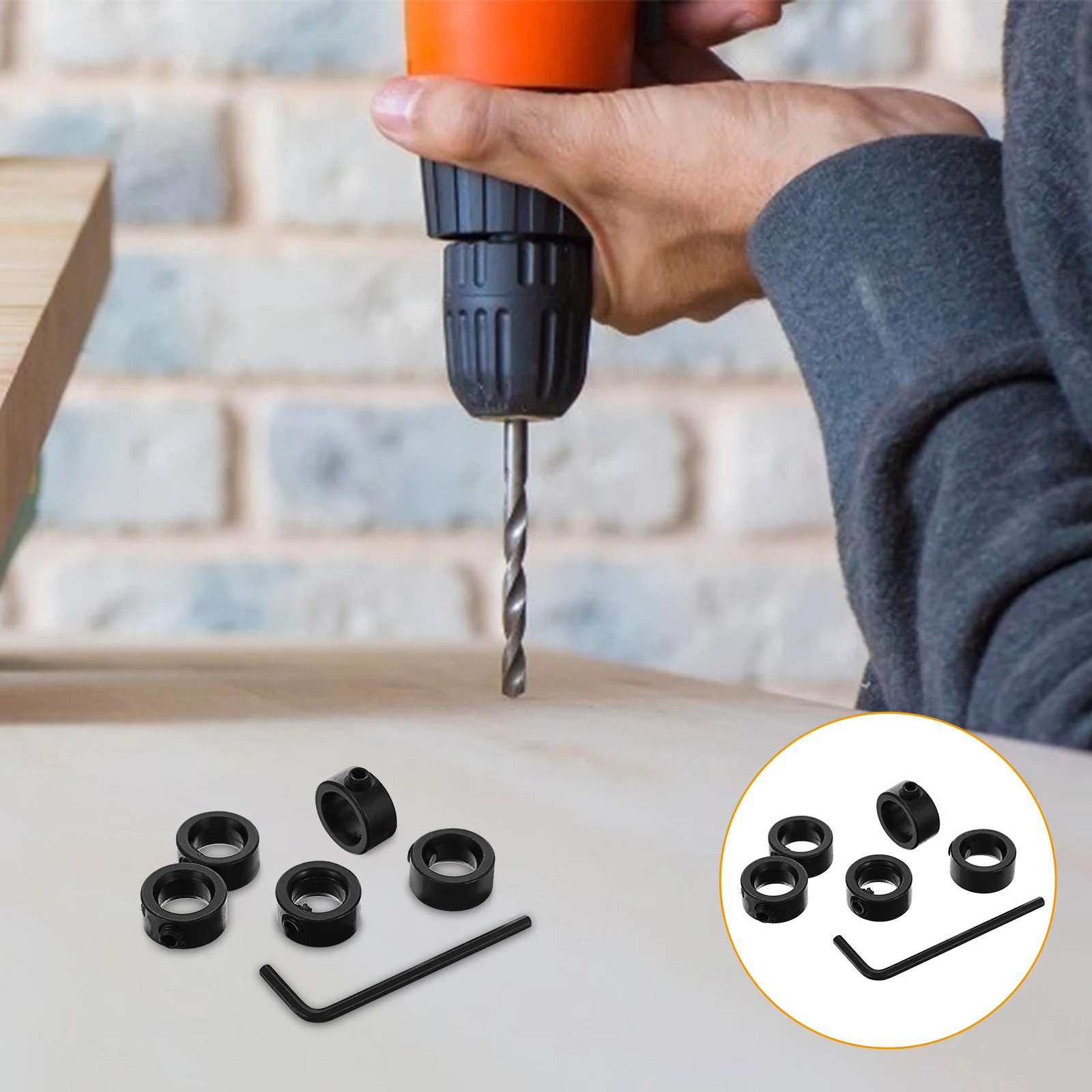 

8 Pcs Key Drill Limit Ring Bit Depth Stop Collars Pocket Woodworking Positioner