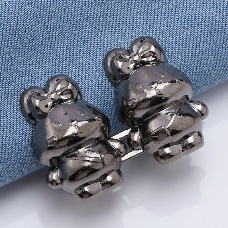 Cute Detachable Rabbit Metal Buttons Snap Fastener Pants Pin for Jeans Retractable Button Sewing-Free Buckles Fit Reduce Waist