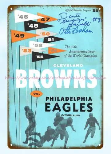 1955 football metal tin sign