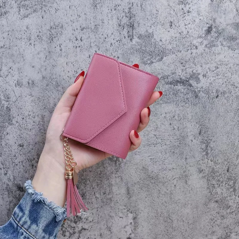 Female Small Wallet Case Bag for Women Mini Tassel Wallet Women Fashion Purse Short Mini Wallets Korean Students Lovely Purse