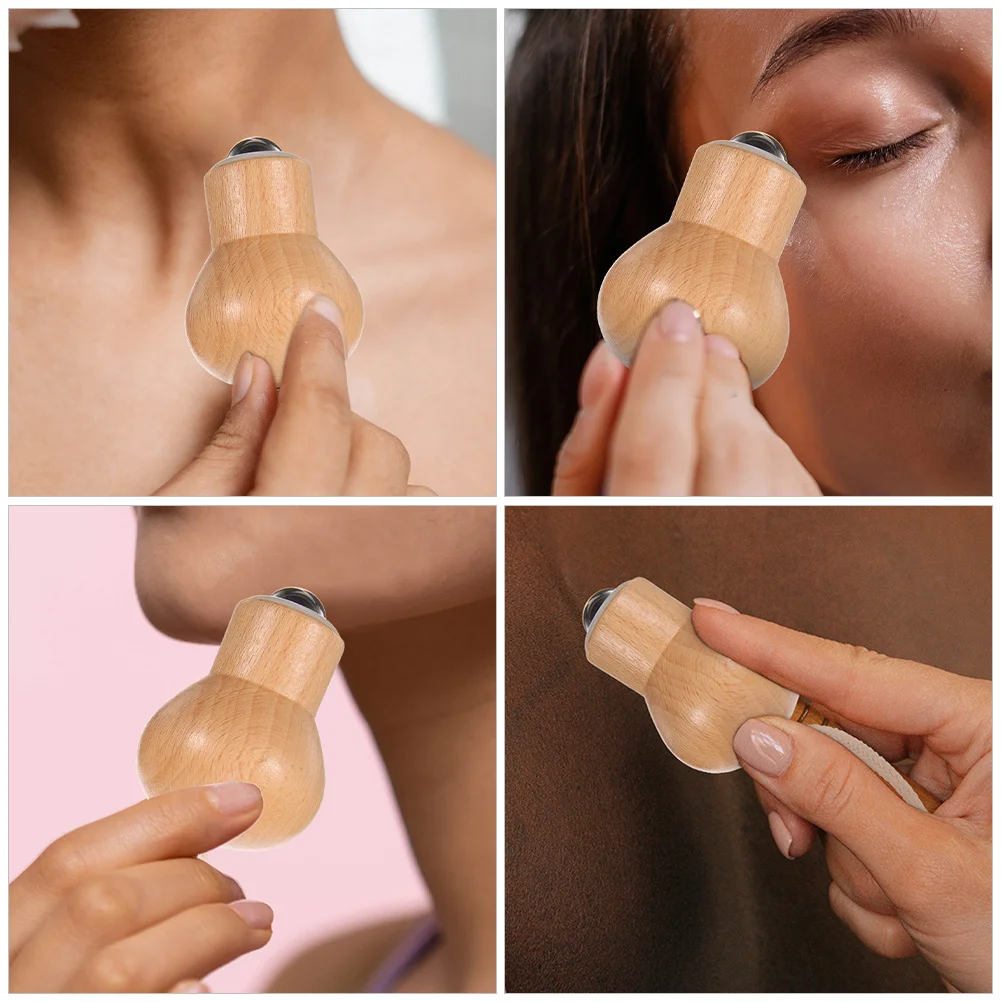 2 stks Gezichtsmassage Roller Gesimuleerde Lamp Ontwerp Houten Handvat Gezichtsgereedschap Voor Vrouwen Huidverzorging Wallen Relief Oogroller Gift