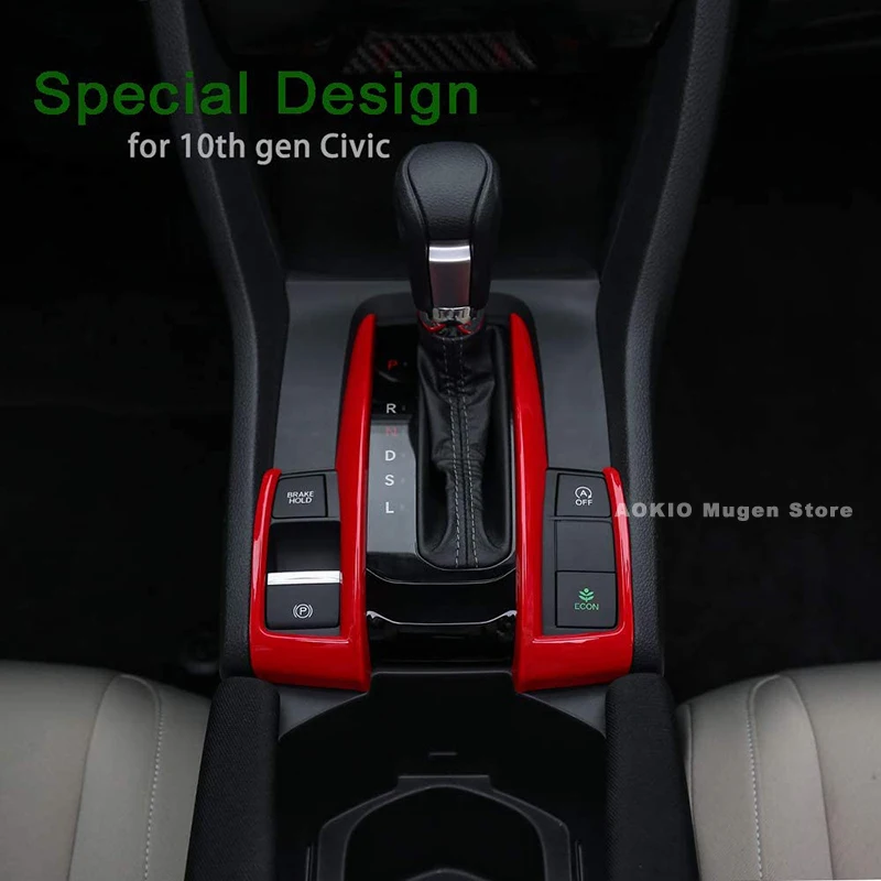 Gear Box Trims CVT Automatic Transmission Shift Boots Panel Stickers for Honda Civic 10th Gen Accessories 2016-2021