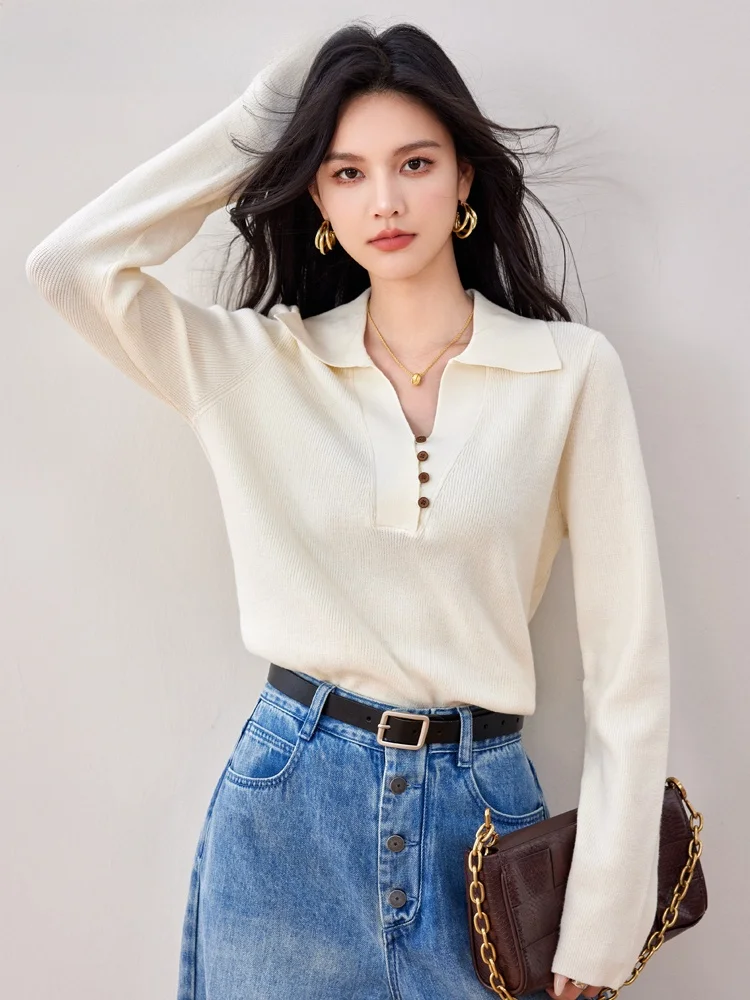 

La Chapelle Women's Vintage Knitwear Soft Cozy Lazy Sle Base irt Versatile Sweater Korean Sle Loose Fit Long Sve