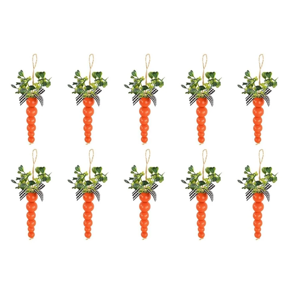 10PCS Wooden Easter Carrot Hanging Ornament DIY Wreath Pendants Beads Happy Easter Party Home Table Decoration Supplies