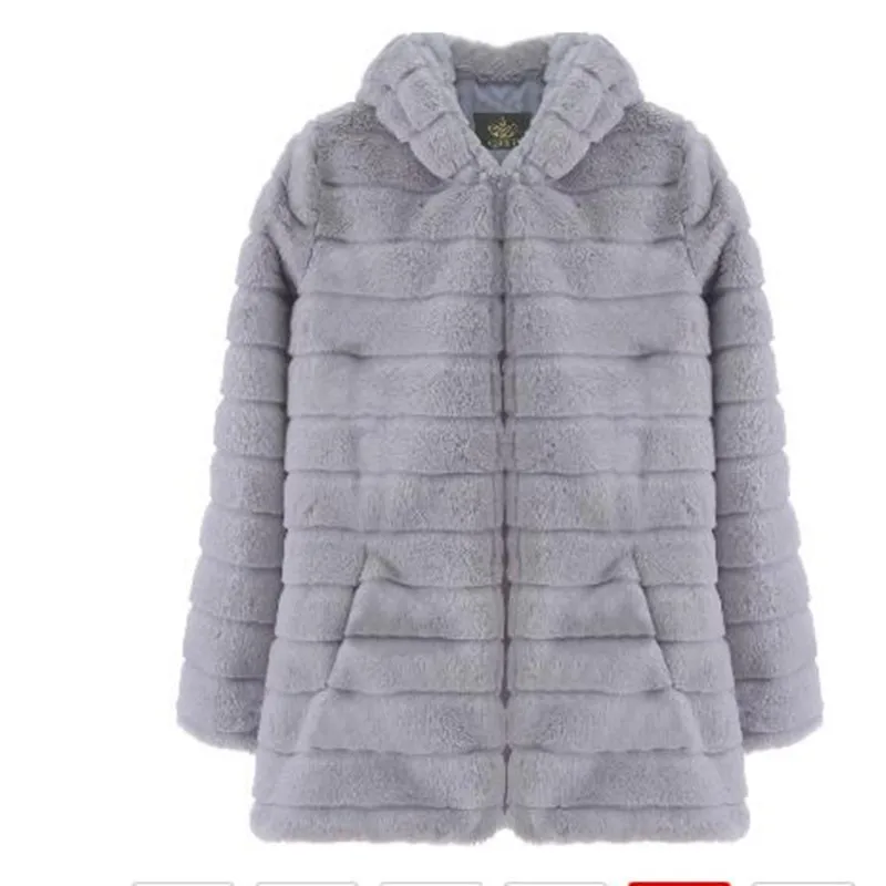 Plus Size Thick Hooded Warm Faux Fur Coat Long Sleeve Furry Long Jacket Winter Fashion Women Faux Fur Coat Outerwear Overcoat