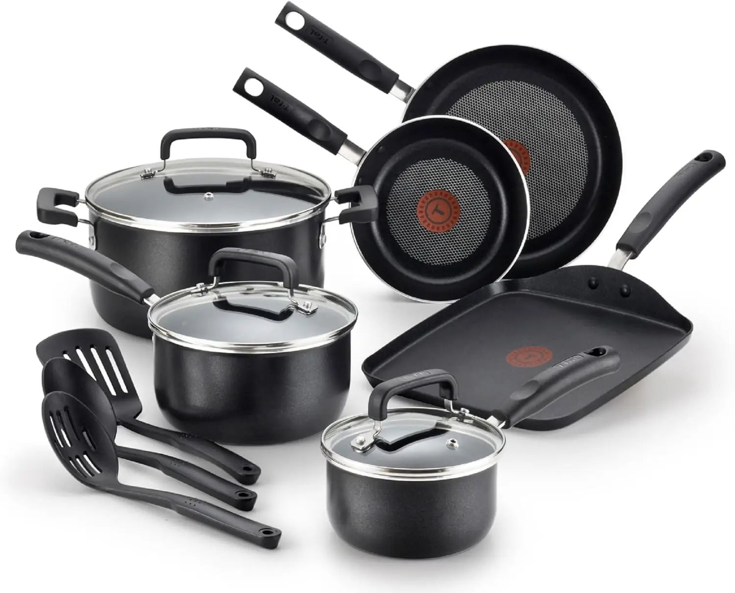 

Signature Nonstick Cookware Set 12 Piece Oven Broiler Safe 350F Pots and Pans Kitchen Cooking Set w/ Fry Pans Saucepans