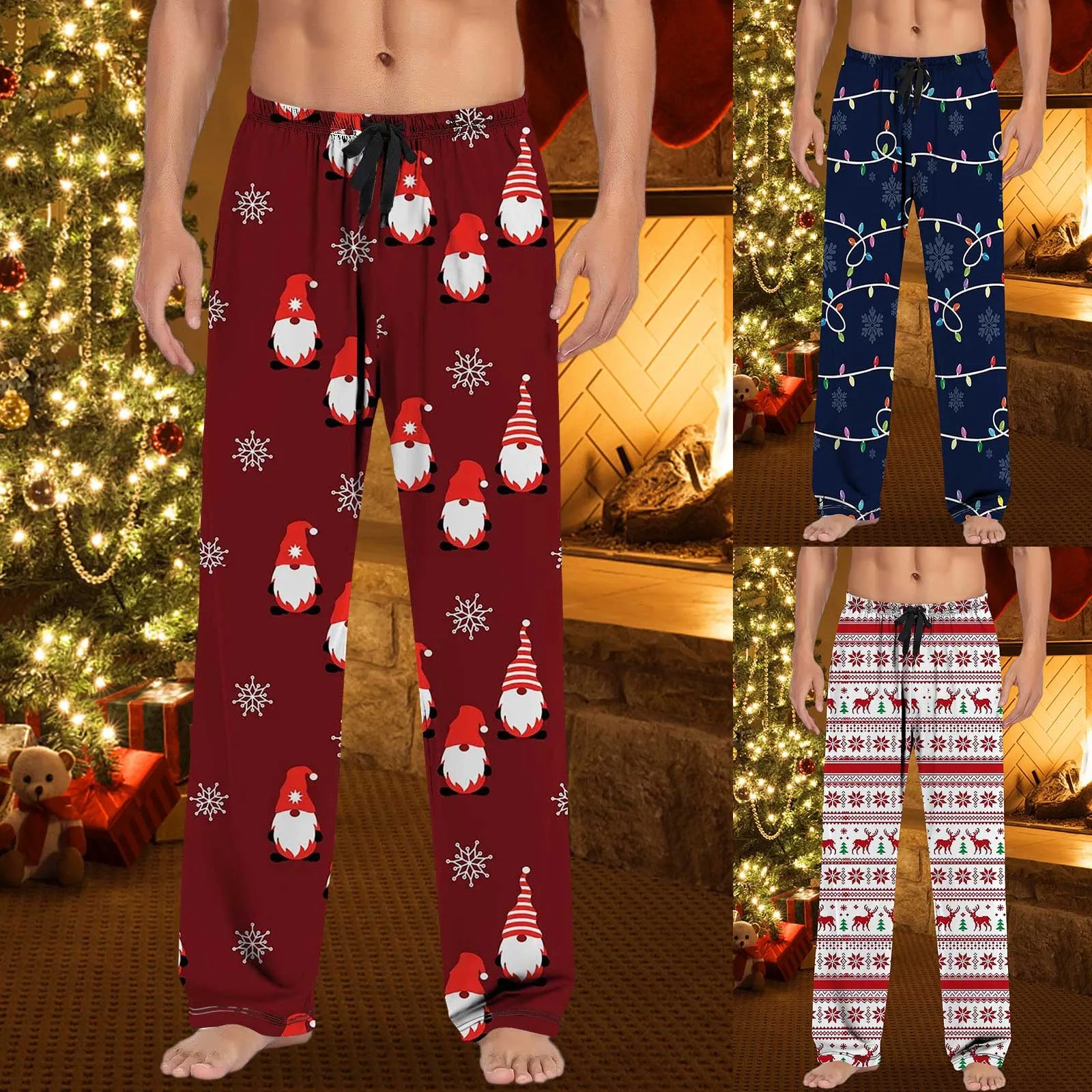 Mens Christmas Mens Casual Pants Pajama Pants With Drawstring And Pockets Training Pants Men Little