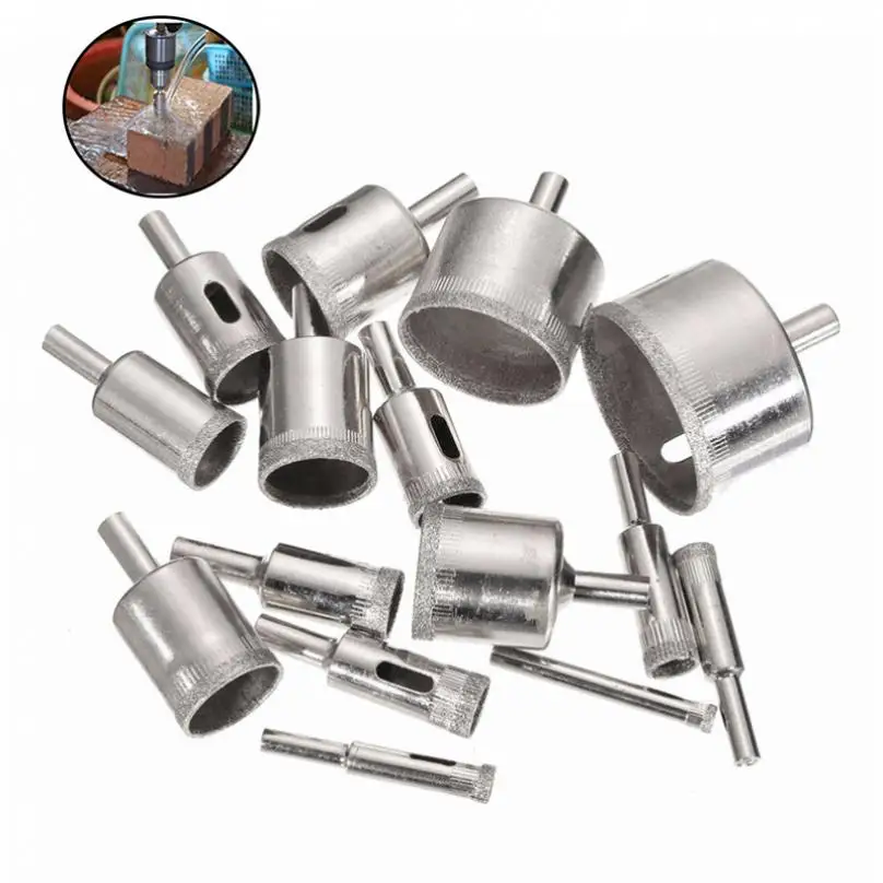 15Pcs 6Mm-50Mm Diamond Coated หลุมเปิดเซรามิค/แก้ว/หินอ่อน