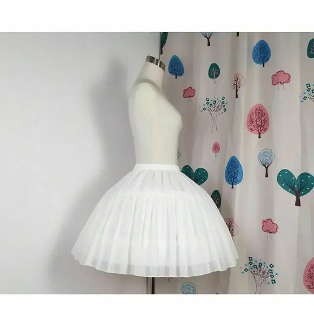 Girls Petticoat Skirt Bustle Cage Lolita Underskirt Short Crinoline Hoop