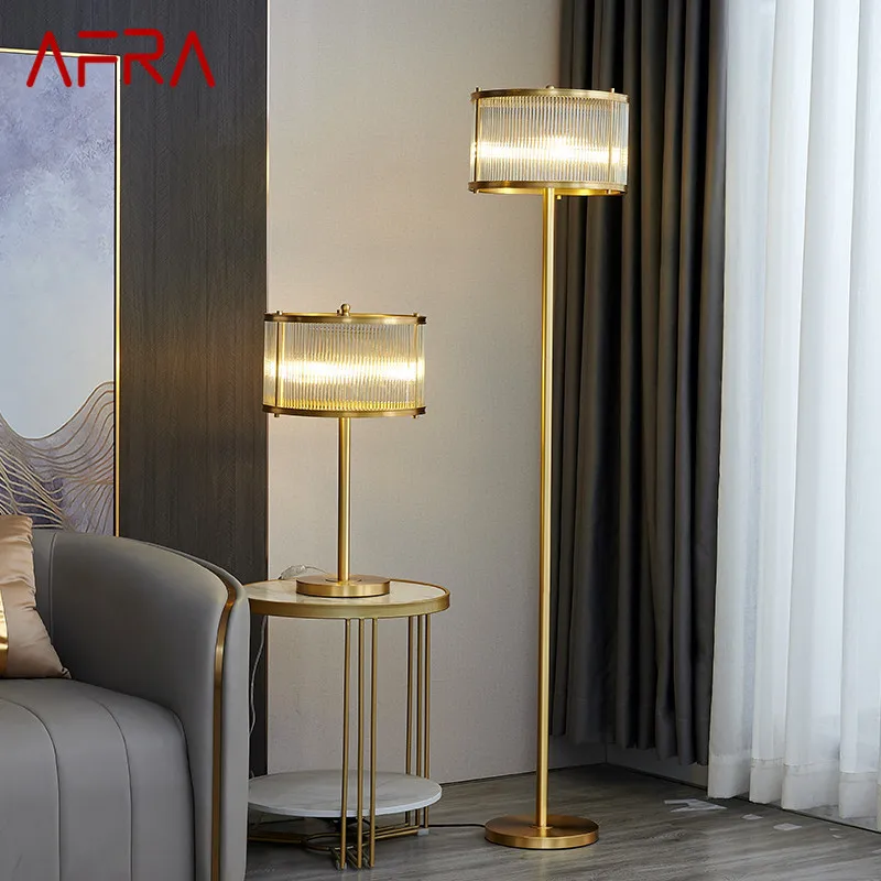 

AFRA Nordic Brass Floor Lamp Modern Luxurious Bedroom Living Room Beside The Sofa LED Decorative Standing Light