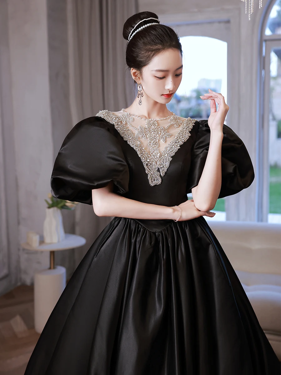 

Ele Bla Evening Gown Women's High-End Sensation Lady Host Tail Dragging Retro Light Wedding Dr Aosphere