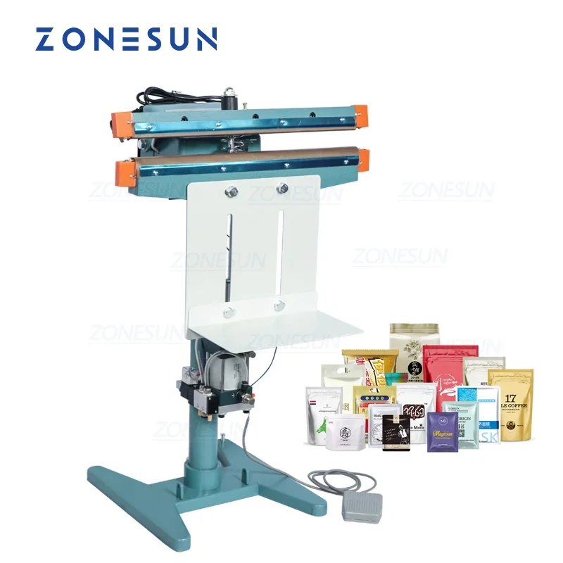 

ZONESUN ZS-FK350D Pneumatic Foot Pedal Heat Sealing Machine Dry/Wet Aluminum Foil Plastic Bag Heating Sealer Food Machinery