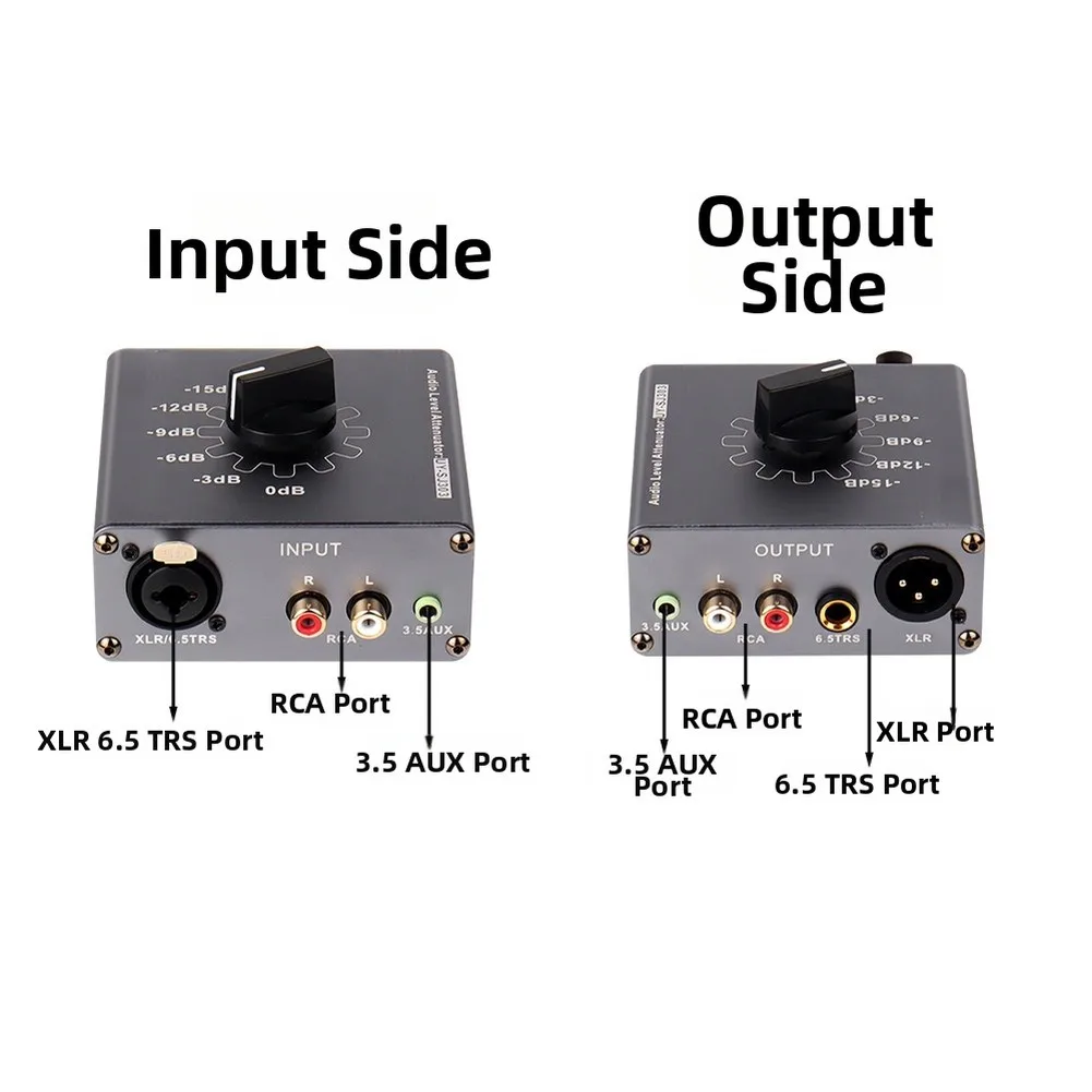 /SJ303 /Audio /Level Attenuator Box 0dB To -15dB Volume Control With XLR For RCA 3.5mm Jack For Professional Sound System Testin