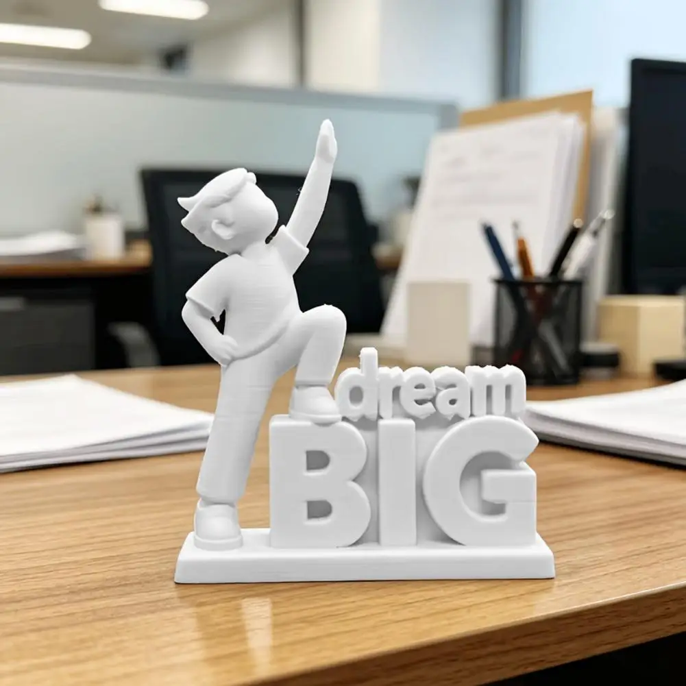 Stable Base Ornament One-piece Molded Decor 3d Printed Dream Big Figurine Minimalist White Desktop Statue for Students