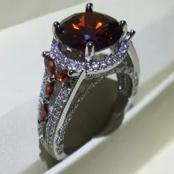 Handmade Lovers Lab Red Garnet Ring 925 Sterling Silver Wedding Band Rings for Women Men Engagement Promise Party Jewelry
