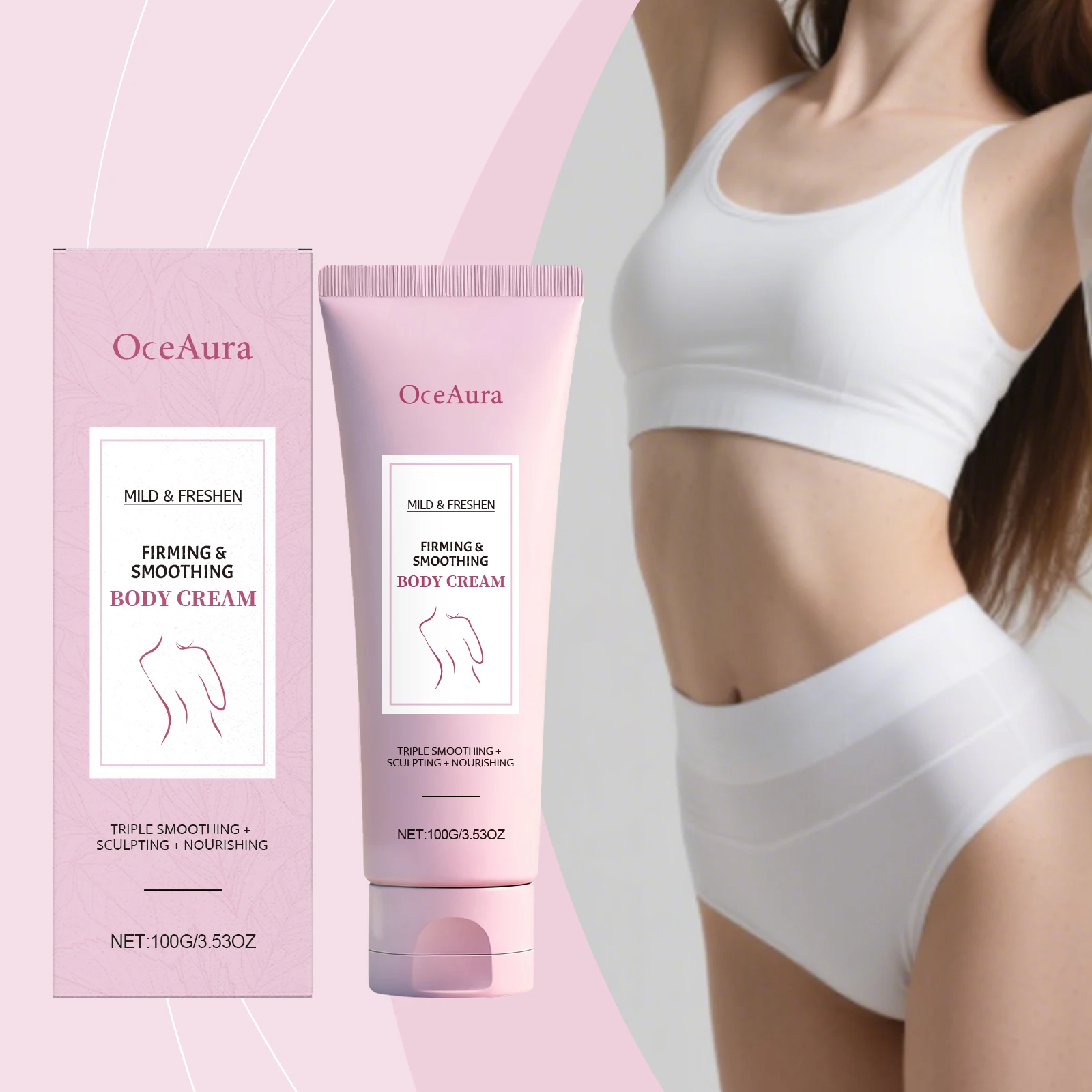 Firming Body Cream with Green Tea Tightening Moisturizer Legs Belly Butt Cellulite Care Lightweight Hydrating Skin Nourishment