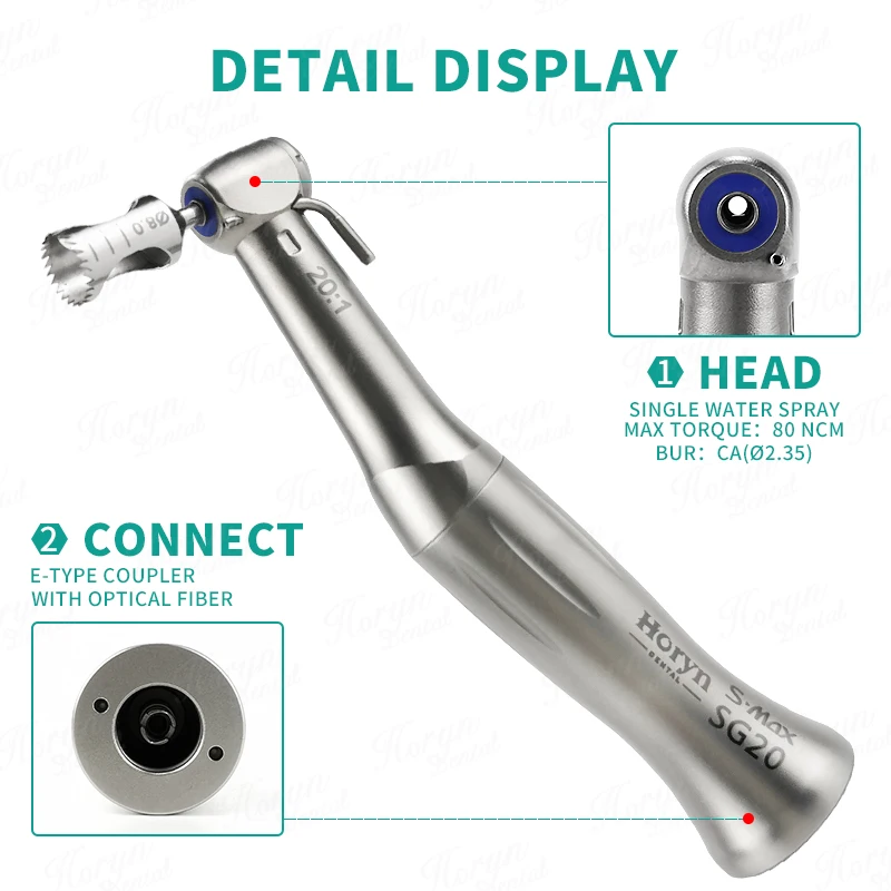 

Dental Low Speed Handpiece 20:1 Reduction Implant Surgery Contra Angle Handpiece S-MAX SG20 Air Turbine Oral Cavity Equipment