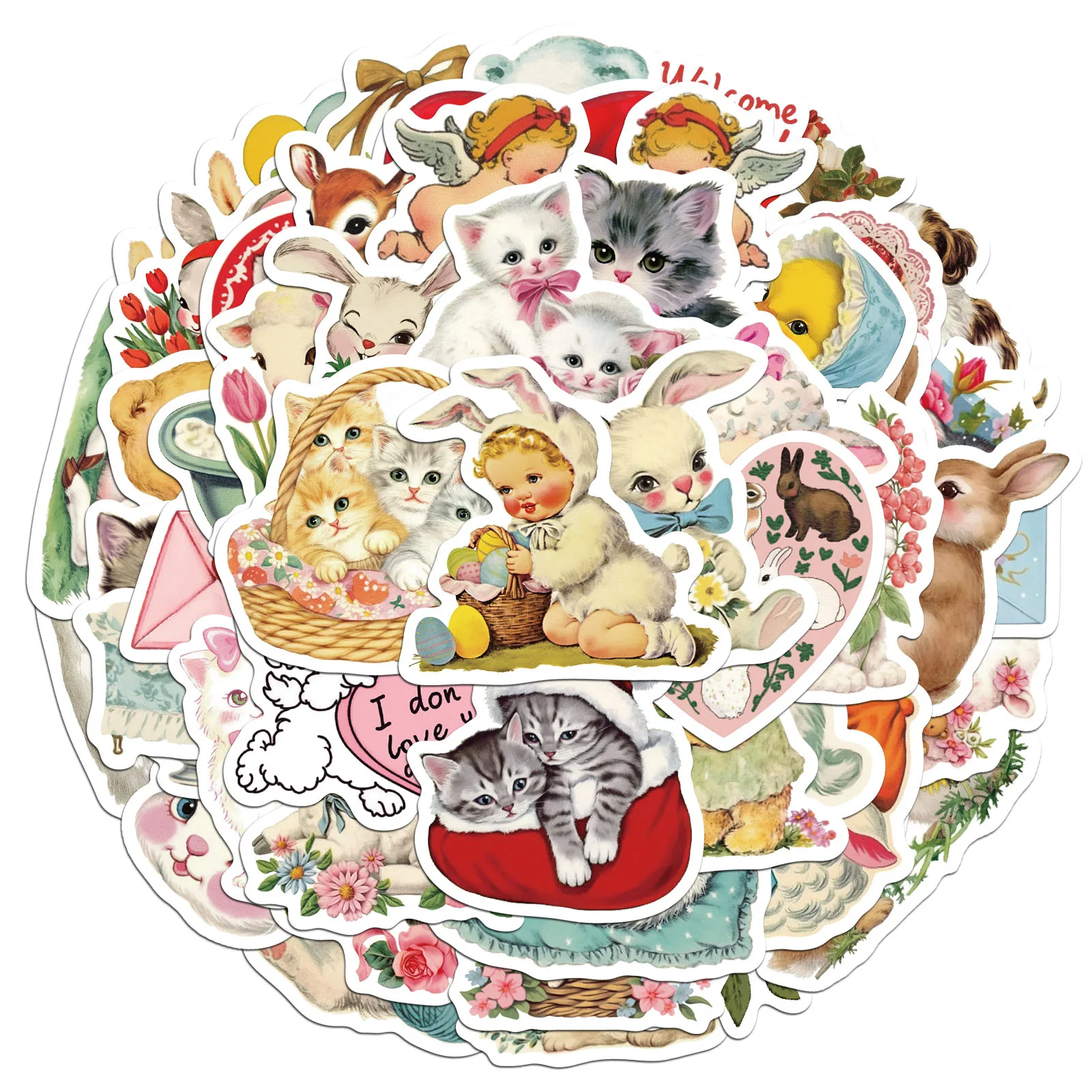 50PCS Vintage Animals Stickers Exquisite Handbooks Materials Phone Cases Laptop Suitcases Water Cups Waterproof Stickers