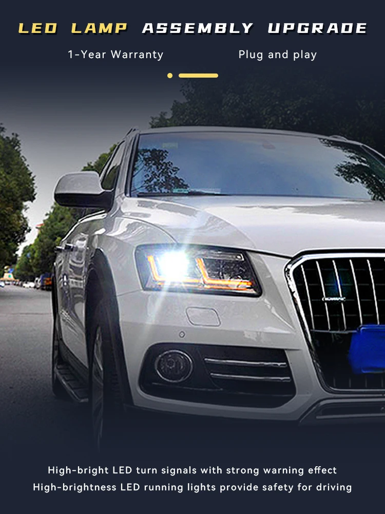 أضواء السيارة لأودي Q5 2008-2018 كامل LED المصابيح الأمامية الجمعية ترقية العارض عدسة DRL ثنائية زينون إشارة الجبهة ملحقات المصابيح