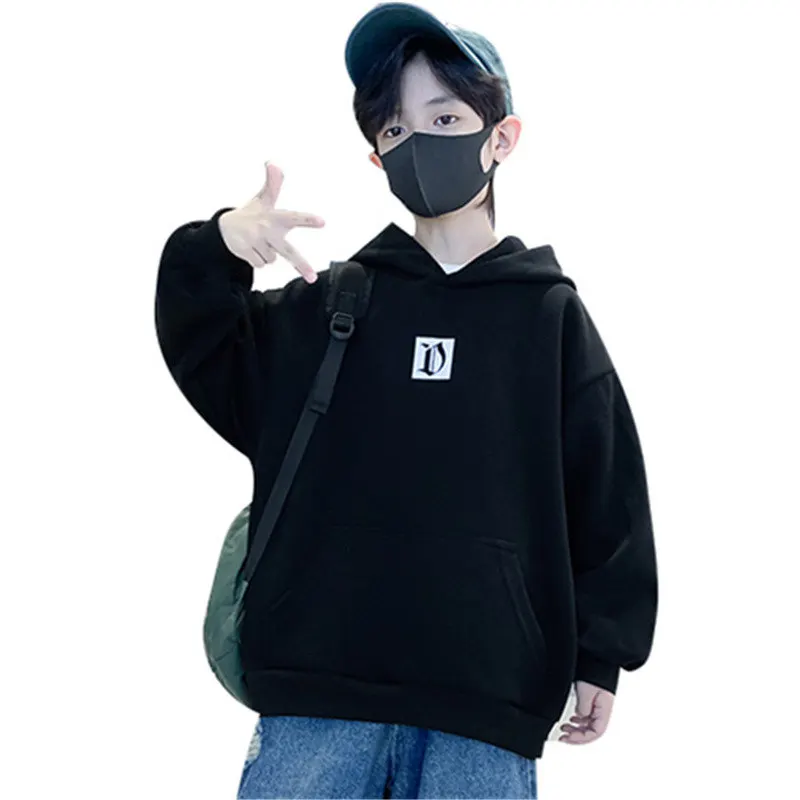 

Toddler Black Green Hoodies Boy Autumn New Fashion Clothes Loose Korean Long Sleeve Tops Sweatshirt Teenage Boys 5 7 9 11 13 14Y