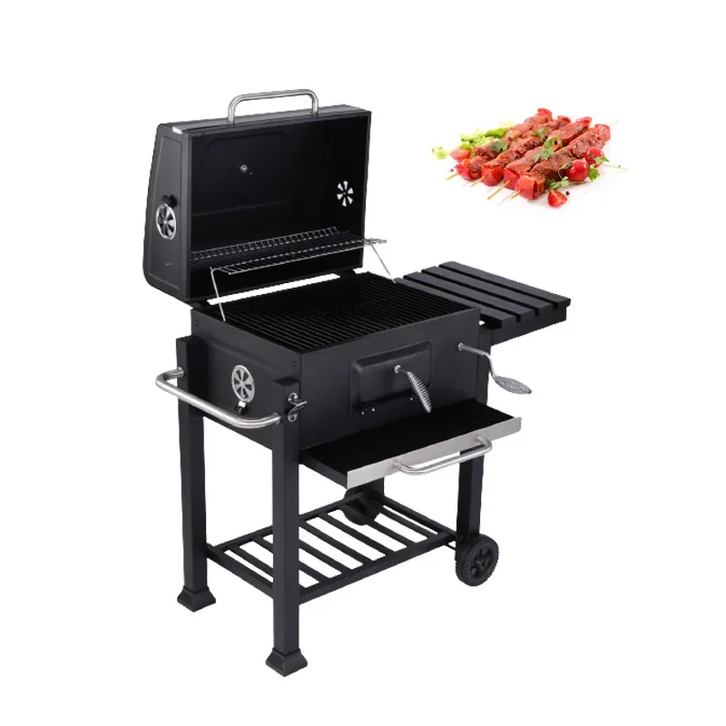 BBQ Courtyard Barbecue Stove Outdoor Barbecue Rack, Thickened Large Square Barbecue Stove Smoked  Stove Camping