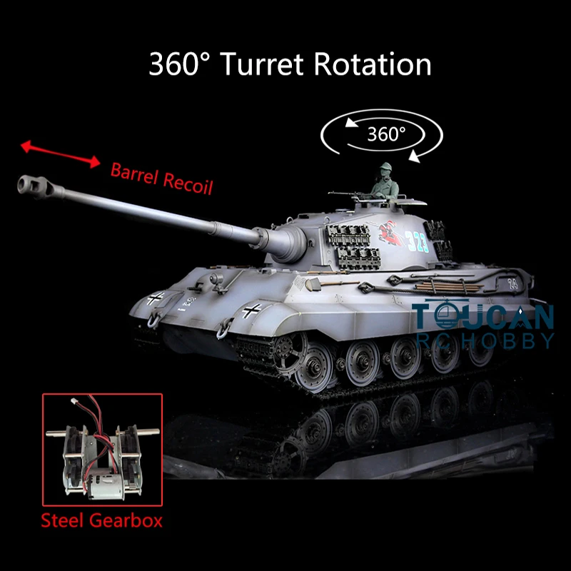 

HENG LONG 1/16 7,0 Пластиковый радиоуправляемый танк King Tiger 3888A 360 ° Восстановление ствола турели для мальчиков, подарки TH17535-SMT4
