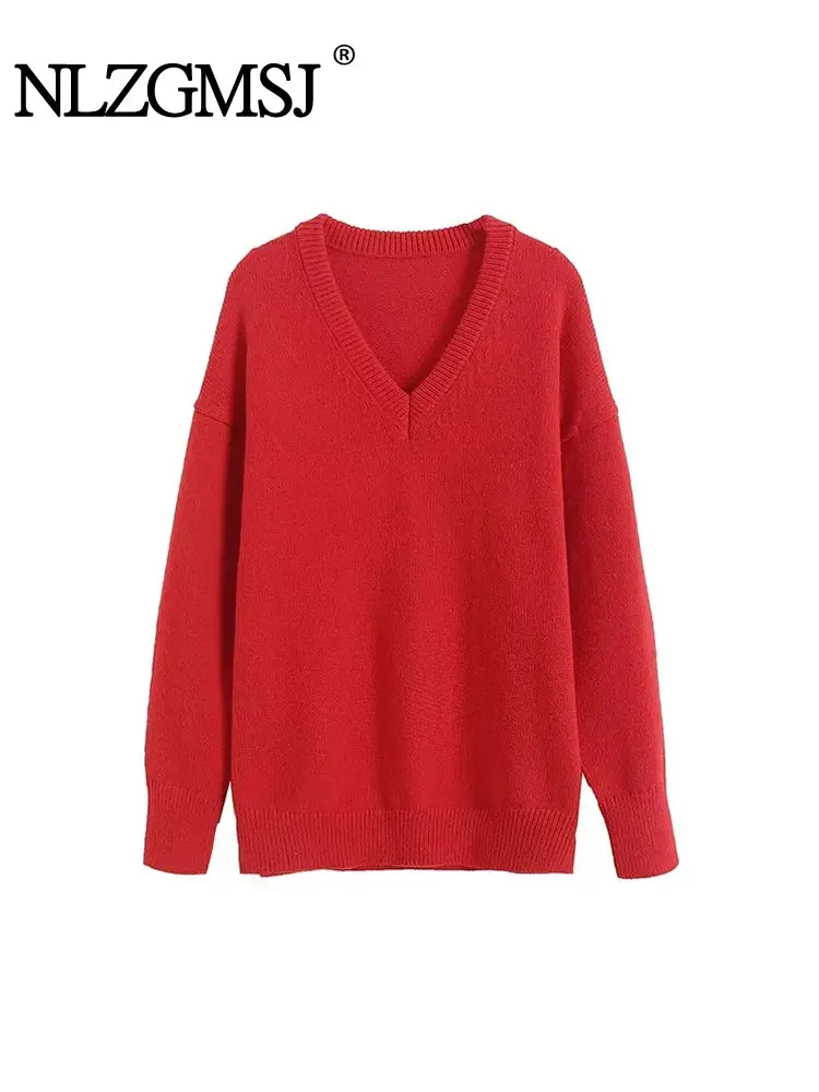 TRAF 2024 Warm Sweater Woman Oversize Jumper Pullovers Loose Top Autumn Sweater For Women Oversize Winter