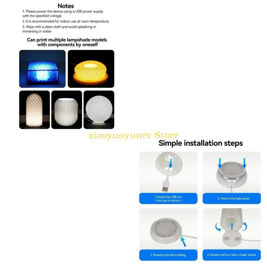 

P9JB 3D Print LED Lamp Kit with USB Cable for Crafting Unique Personalize Gift Home Decorations DIY Model 3D Printing Part