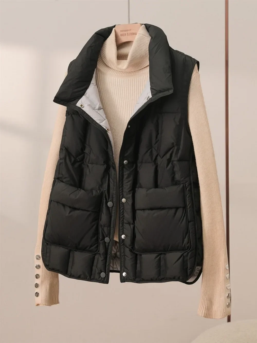 Stand Collar Sleeveless Puffer Coat Ultra Light Waistcoat Duck Down Jacket Vest Female 2024 New Fashion  Autumn Winter Women