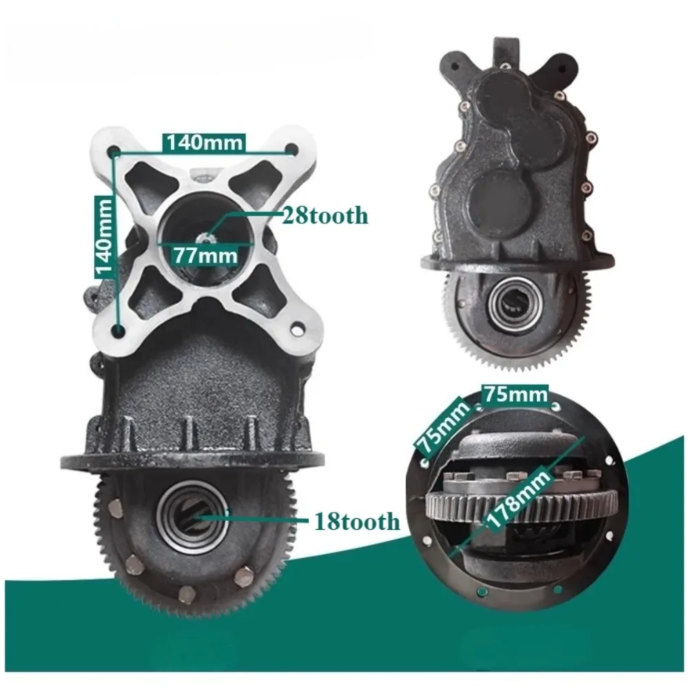 

Foton WuXing Electric Trike Differential Axle Assembly | Large Square 4-Bolt Rear Gearbox for E-Tricycles