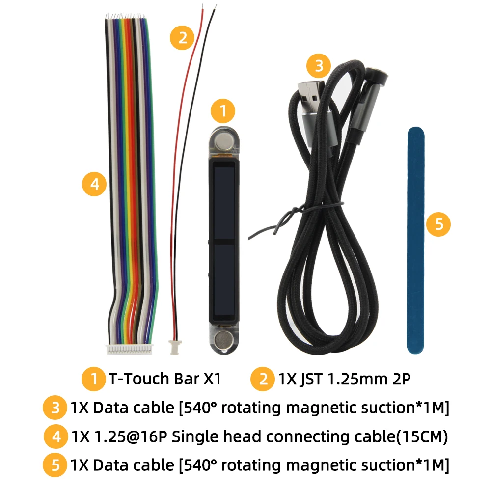 T-Touch Bar ESP32-S3 Touch Display Bar Development Board ESP32-S3R8 WiFi Bluetooth-compatible Module Magnetic USB Connector