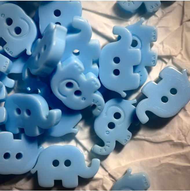 Blue 15mm Small Elephant Resin Button for Summer Shirt Cotton Linen Coat Notebook Dress Unique Style